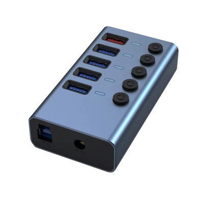 Концентратор Dynamode 5 ports USB3.0 to 4*USB3.0+2.4А Power Adapter 2.5A/12V (DM-UH-P405-G)