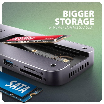 Концентратор AXAGON USB-C 12-in-1 HDMI + DisplayPort + RJ45 1000Mbps + PD100W aluminum gray (HMC-12GM2)