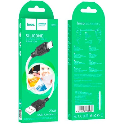 Дата кабель USB 2.0 AM to Micro 5P 1.0m Cool silicone X90 white HOCO (6931474788436)