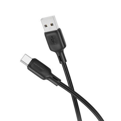 Дата кабель USB 2.0 AM to USB-C 1.0m silicone black BOROFONE (6941991115431)