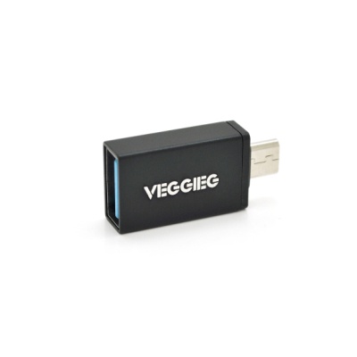 Перехідник USB 2.0 AF to Micro 5P M OTG black VEGGIEG (V-OT01)