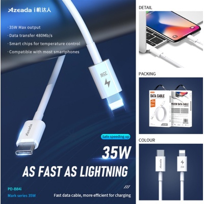 Дата кабель USB-C to Lightning 1.0m PD-B84i 35W Proda (PD-B84i-WHT)
