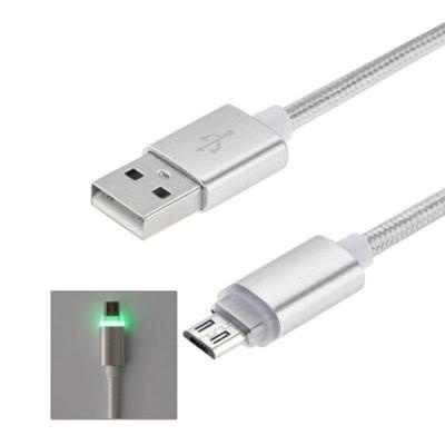 Дата кабель USB 2.0 AM to Micro 5P 1m LED silver Vinga (VCPDCMLED1S)