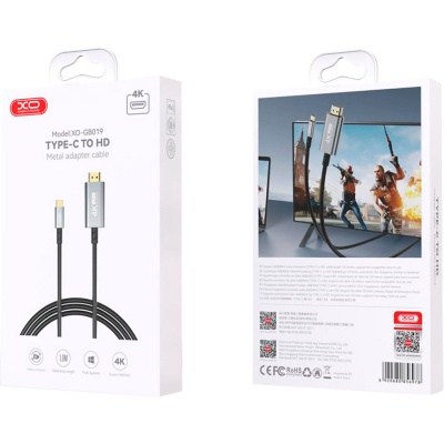 Кабель мультимедійний USB-C to HDMI 1.8m GB019-CHDMI XO (GB019-CHDMI.tranish)