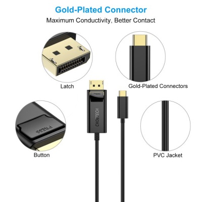 Кабель мультимедійний USB-C to DisplayPort 1.8m 4K 60Hz Choetech (XCP-1801BK)