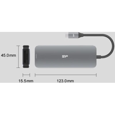 Концентратор Silicon Power USB-C 8-in-1 SR30 Silver Aluminum (SPU3C08DOCSR300G)