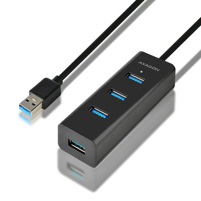 Концентратор AXAGON USB 3.1 to 4xUSB 3.0 1.2m + cable USB to Micro 5P black (HUE-S2BL)
