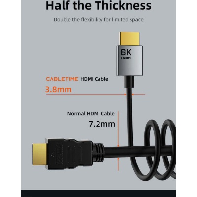 Кабель мультимедійний HDMI M to HDMI M 2.0m V2.1 8K60Hz Cabletime (CA915910)