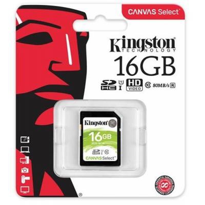 Карта памяти Kingston 16GB SDHC class 10 UHS-I Canvas Select (SDS/16GB)