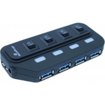 Концентратор Mediarange USB 3.0 hub 1:4, БП 5 V, black (MRCS505)