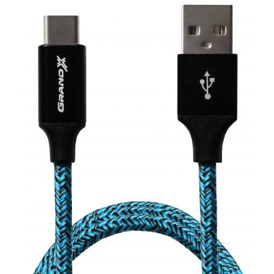 Дата кабель Grand-X USB - micro USB, Cu, 2.4A, Blue/Black, 1m (FC06BLB)