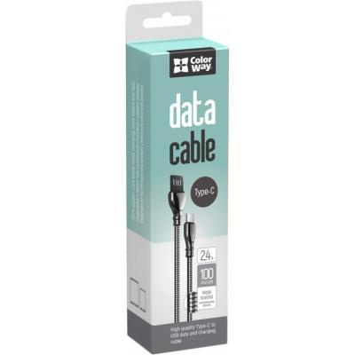 Дата кабель USB 2.0 AM to Type-C 1.0m metal spring black ColorWay (CW-CBUC015-BK)