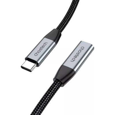 Дата кабель USB-C 3.1 AM/AF 2.0m 10Gbps 100W nylon braid Choetech (XCC-1039-CA-GY)