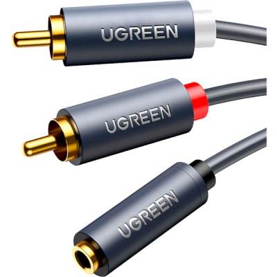 Кабель мультимедійний AUX 3.5mm TRS to RCAx2 M/M 1.0m AV102 Grey Ugreen (10588)