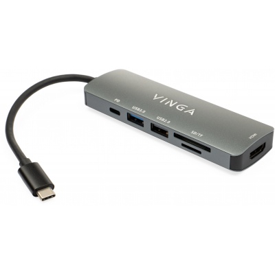 Концентратор Vinga USB Type-C 3.1 to HDMI+USB3.0+USB 2.0+SD/microSD+PD 6in1 (VHC6)