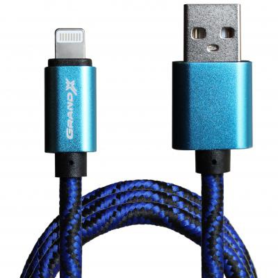 Дата кабель USB 2.0 AM to Lightning 1.0m Blue/Black Grand-X (FL05BLB)