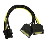 Кабель питания SATA 15Pin x 2 to PCI-E 8Pin(6+2) 18 AWG Dynamode