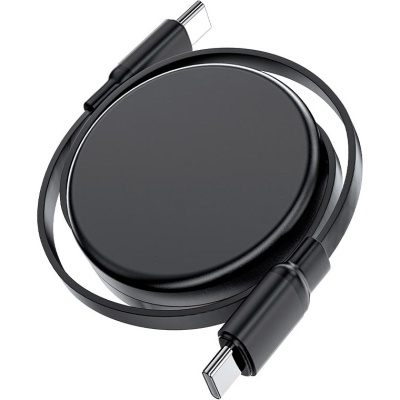 Дата кабель USB-C to USB-C 0.8m 60W dual retraction C13-03 Black Acefast (6974316280132)