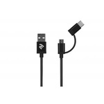 Дата кабель USB 2.0 AM to Micro 5P + Type-C 1.0m 5V/2.4A, Black 2E (2E-CCMTAB-BL)