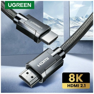 Кабель мультимедийный HDMI to HDMI 2.0m 8K Round with Braided HD135 (Gray) Ugreen (70321)