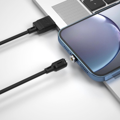 Дата кабель USB 2.0 AM to Lightning 1.0m 2.1A magnetic pvc black XO (NB187-L-1-BK)