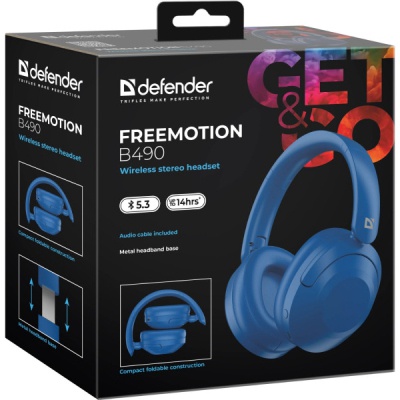 Навушники Defender FreeMotion B490 Bluetooth Blue (63491)
