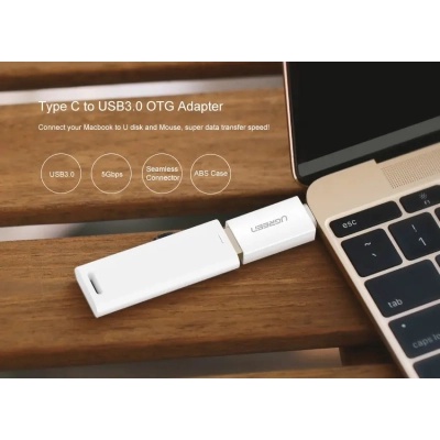 Перехідник OTG USB 3.0 AF to USB-C US173 White UGREEN (30155)