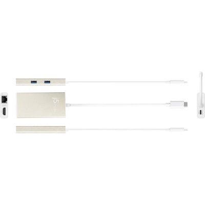 Концентратор J5create USB-C 5-in-1 2xUSB 3.0 + HDMI 4K + USB-C PD + RJ45 1000Mbps gray (JCA374-N)
