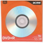 Диск DVD+R ACME 4.7Gb 16x Paper sleeve 1шт (4770070855898 поштучно)