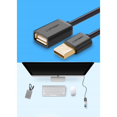 Дата кабель USB 2.0 AM/AF 2.0m US103 Black Ugreen (10316)