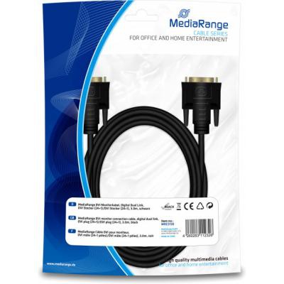 Кабель мультимедийный DVI to DVI 24+1pin, 3.0m Mediarange (MRCS130)