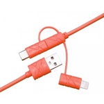 Дата кабель USB 2.0 AM to Lightning + Micro 5P + Type-C 1.2m red XoKo (SC-310-RD)