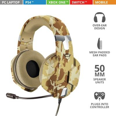 Наушники Trust GXT 322D Carus 3.5mm DESERT CAMO (22125)
