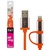 Дата кабель LogicPower 2 в 1 USB 2.0 -> micro USB -> Lightning Or 1м оранжевый /Ret (4105)