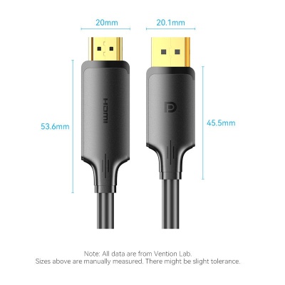Кабель мультимедійний DisplayPort M to HDMI M 1.8m 4K black Vention (HFOBAC)