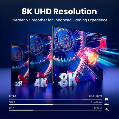 Кабель мультимедійний DisplayPort M to DisplayPort M 1.0m V1.4 8K60Hz DP120 black Ugreen (25903)