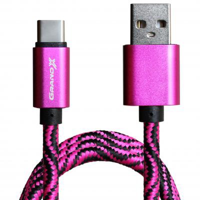 Дата кабель USB 2.0 AM to Type-C 1.0m Rose/Black Grand-X (FC05RSB)