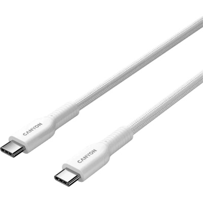 Дата кабель USB-C to USB-C 1.0m OnWire 60CL C-C 60W COLOR Braided 1m White Canyon (CND-CCAP60AB10W)