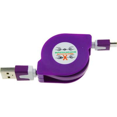 Дата кабель USB 2.0 AM to Micro 5P 1.0m TKX-66 Flat Purple TOTO (F_57476)