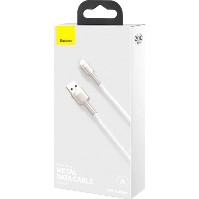 Дата кабель USB 2.0 AM to Lightning 1.0m Cafule Series Metal 2.4A White Baseus (CALJK-A02)