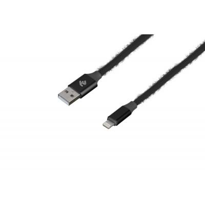 Дата кабель USB 2.0 AM to Lightning 1.0m Fur black 2E (2E-CCLAC-BLACK)