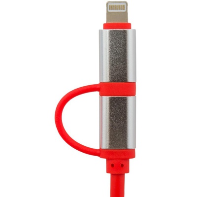 Дата кабель LogicPower 2 в 1 USB 2.0 -> micro USB -> Lightning R 1м красный /Retail (4107)