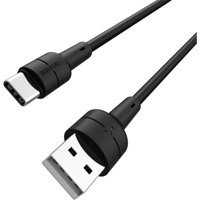 Дата кабель USB 2.0 AM to Type-C 1.0m BX30 Silicone 3A Black BOROFONE (BX30CB)