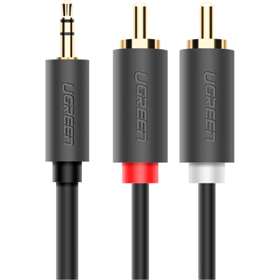 Кабель мультимедійний 3.5mm M to 2xRCA M 2.0m AV102 black UGREEN (10510)