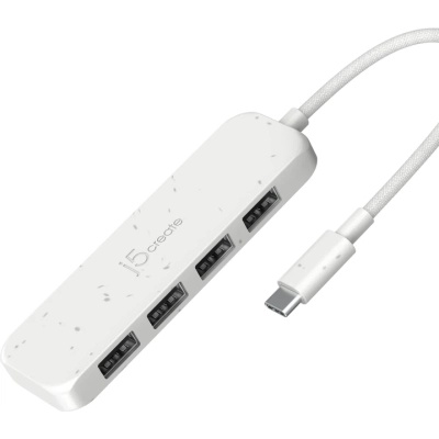 Концентратор J5create USB-C to 4xUSB-A 3.2 10Gbps white (JCH341EW-N)