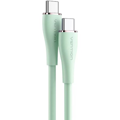 Дата кабель USB-C to USB-C 1.0m USB2.0 100W (20V/5A) Light Green Silicone Vention (TAWGF)