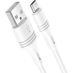 Дата кабель USB 2.0 AM to Micro 5P 1.0m 2.4A PVC BX43 white BOROFONE (6931474735591)