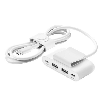 Концентратор Belkin BoostCharge 2хUSB-C/2хUSB-A 2.0m white (no data transfer) (BUZ001BT2MWHB7)