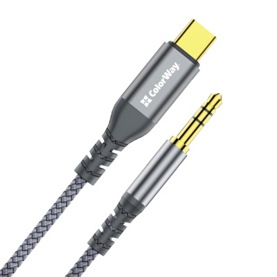 Кабель мультимедійний USB-C to 3.5mm M 1.2m gray ColorWay (CW-CBPDJ071-G)