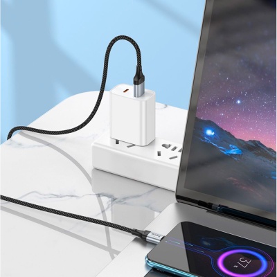 Дата кабель USB 2.0 AM to Micro 5P 1.0m 2.4A nylon X102 black HOCO (6942007608763)